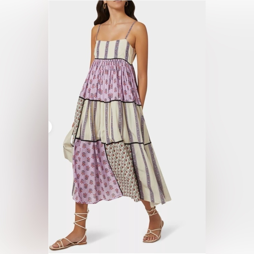 Rhode Resort Saachi Midi Dress Violet Floral Sleeveless Summer Boho Chic Sz.Sm‌‌